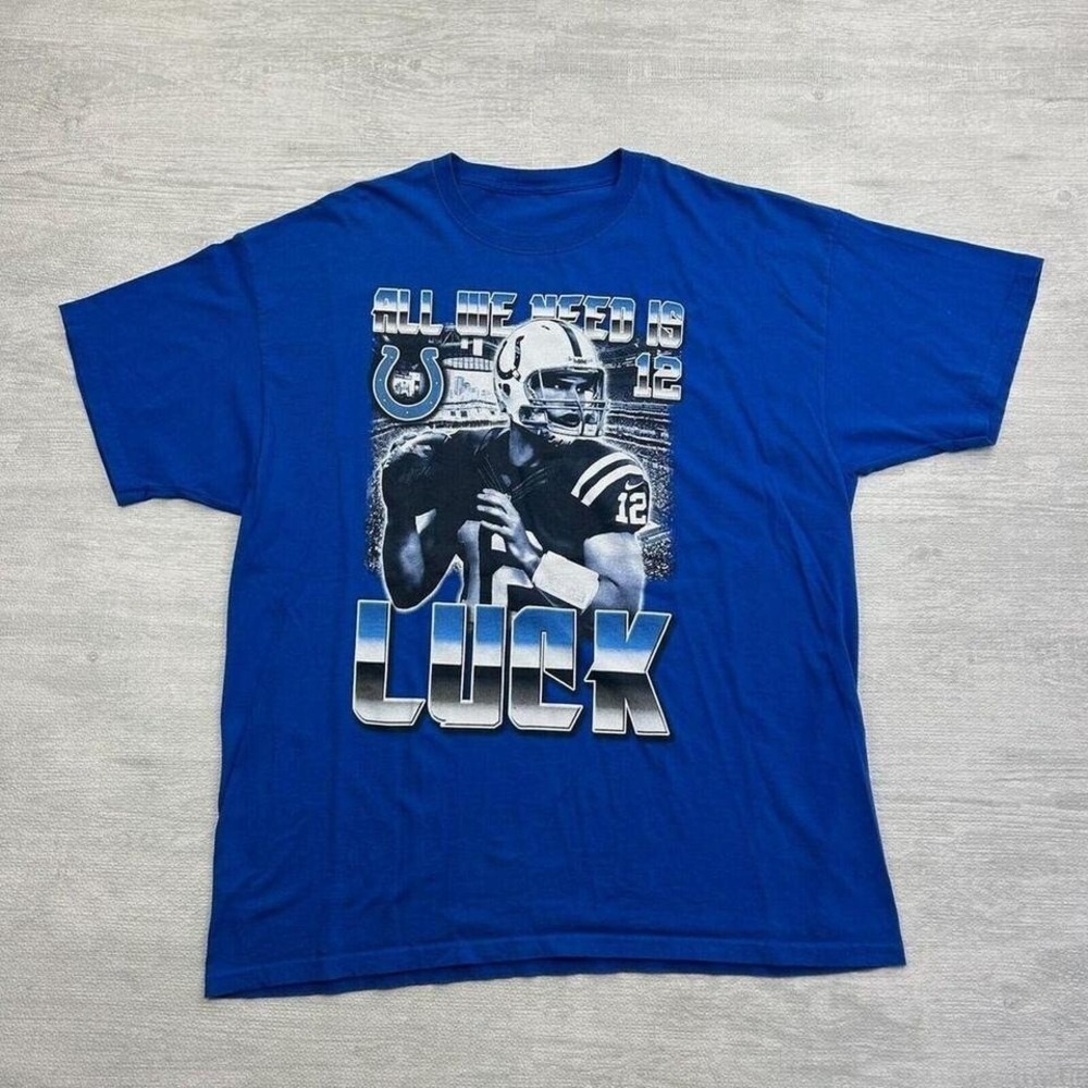 Vintage Y2K Indianapolis Colts Shirt Adult XL Blue Andrew Luck #12 Football‎